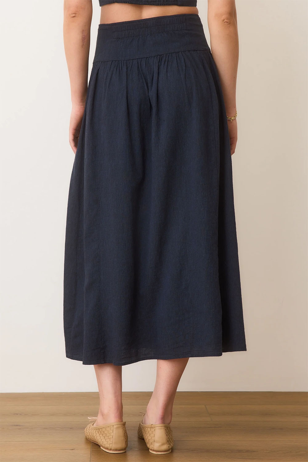 Marine Layer - Jade Button Through Skirt - India Ink - Back