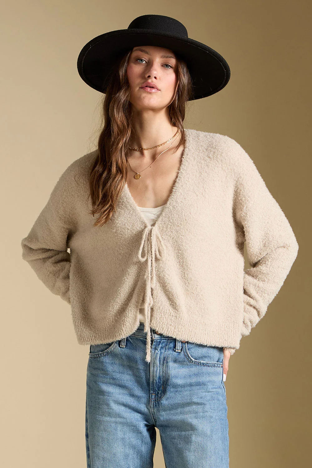 Saltwater Luxe Dovere Sweater in Natural — Front view