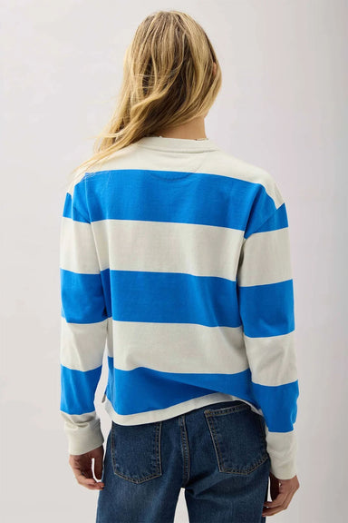 Richer Poorer - Beefy Stripe Cotton Pullover - Pop Blue Rugby - Back