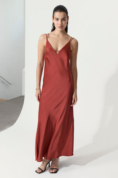 Deluc - Siena Dress - Reddish Brown - Front