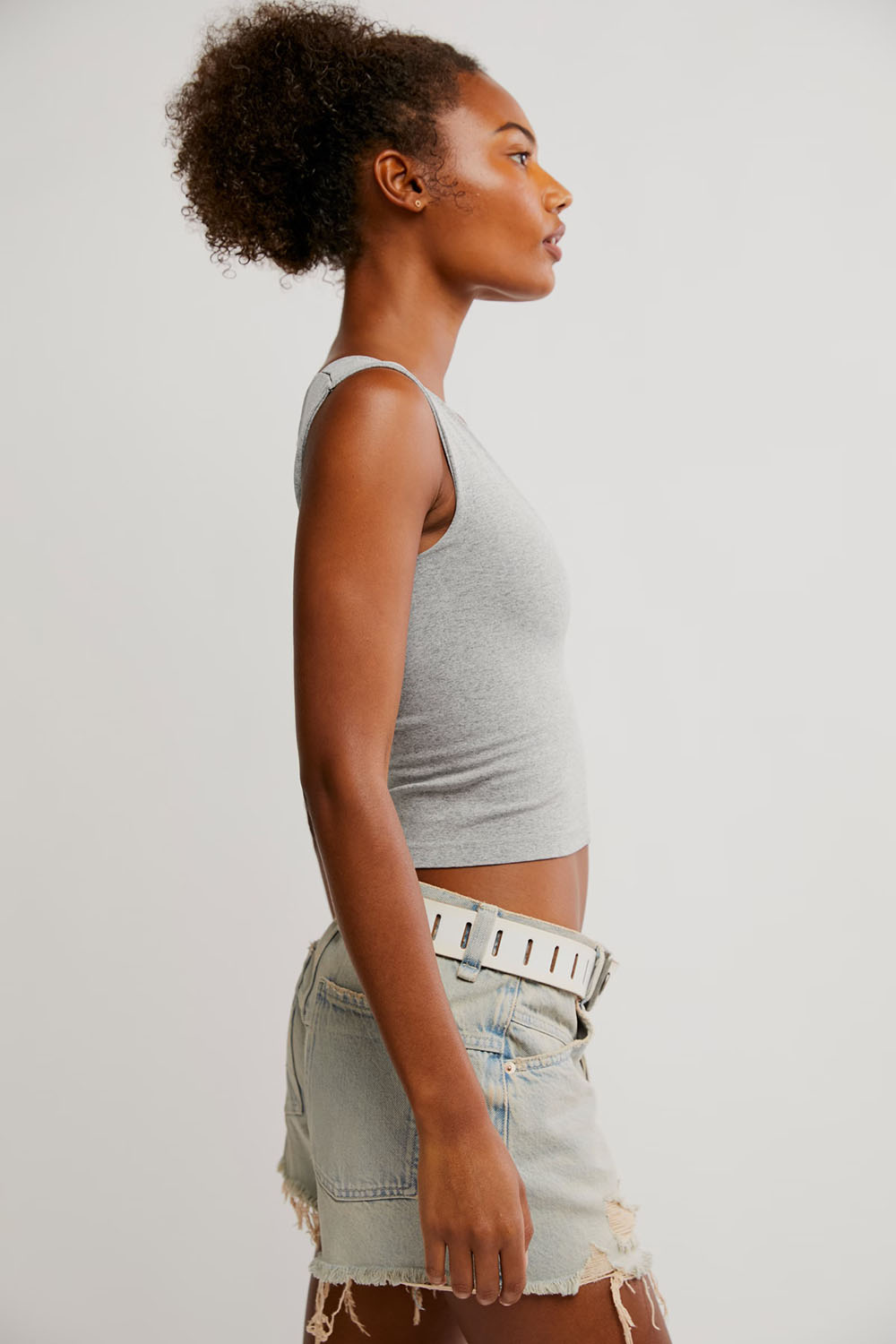Free People - Clean Lines Muscle Cami - Heather Grey - Side