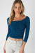Niki Biki - Shirred Boast Neck 3Q Top - Blue Opal