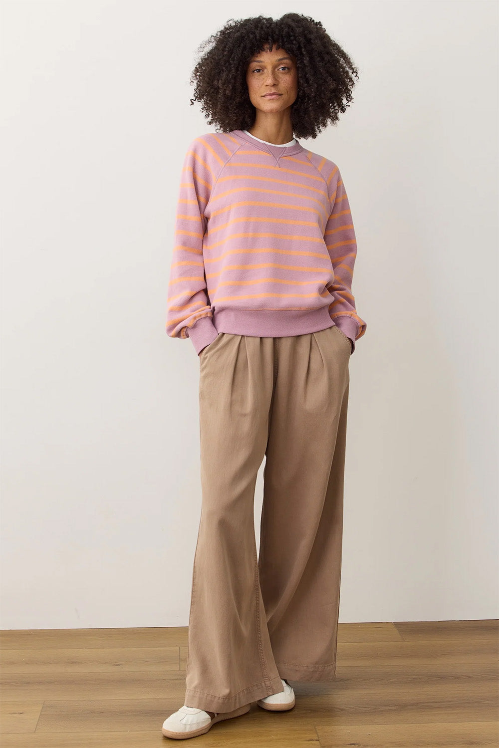 Marine Layer - Cloud 9 Reversible Crew - Lilas/Orange Stripe