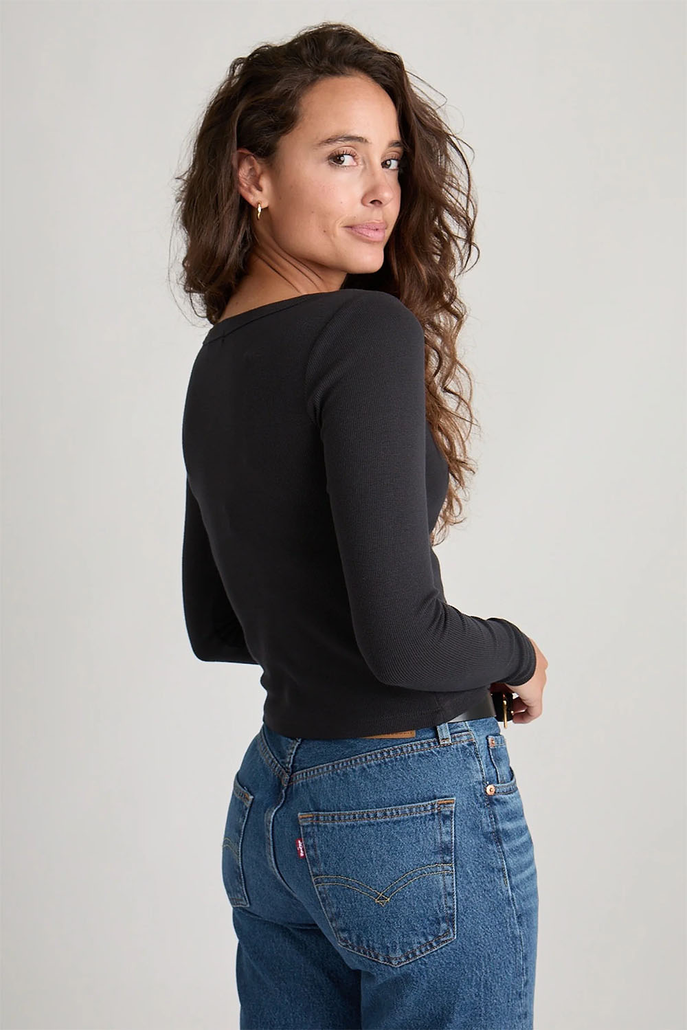 Marine Layer - Lexi Scoop Neck - Faded Black - Back