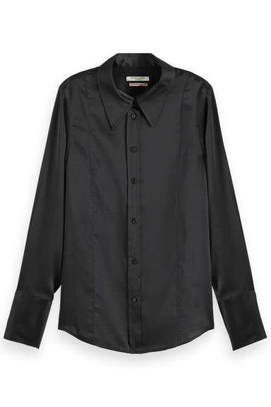 Scotch & Soda - Core Satin Shirt - Black - Front