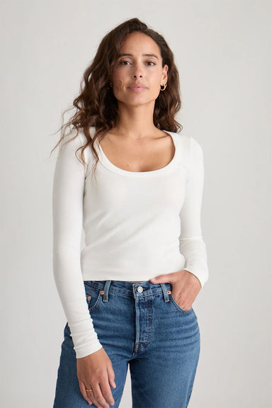 Marine Layer - Lexi Scoop Neck - White - Front