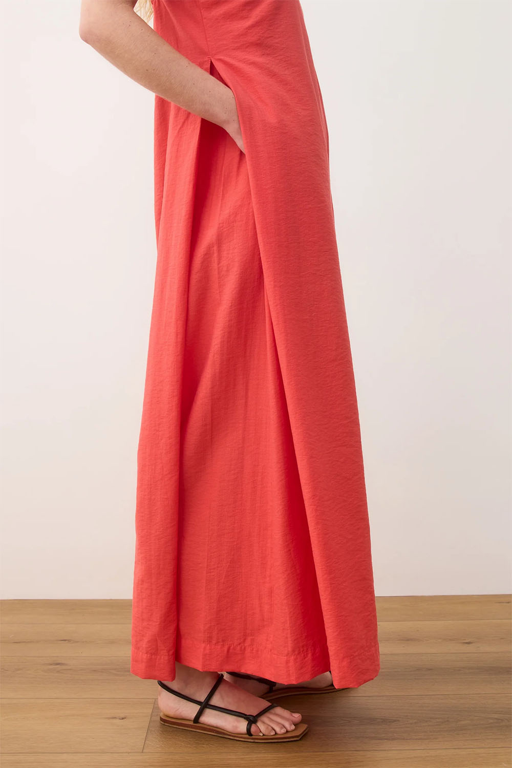 Marine Layer - Cari V Neck Jumpsuit - Hibiscus - Bottom Detail