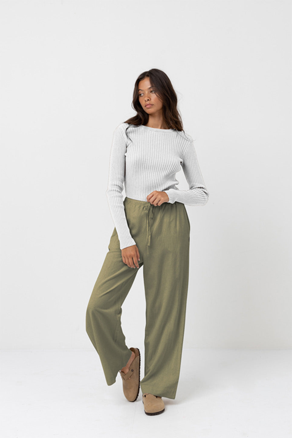 Rhythm - Classic Drawstring Pant - Olive