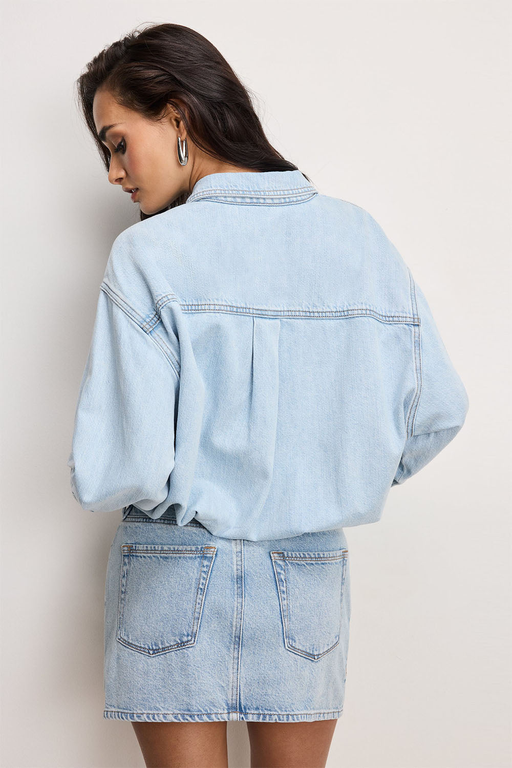 Good American - Denim Shirt Dress - Indigo - Back