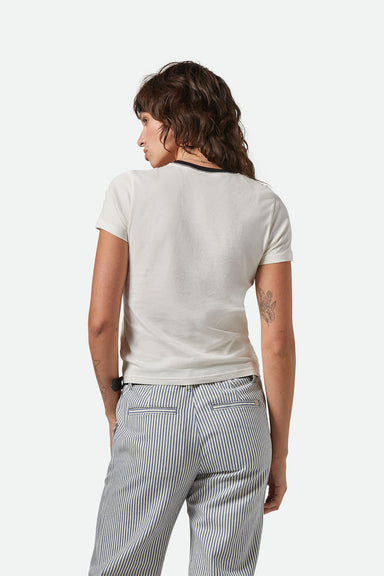 Brixton - Aces Fitted Crew Tee - Off White/Black - Back
