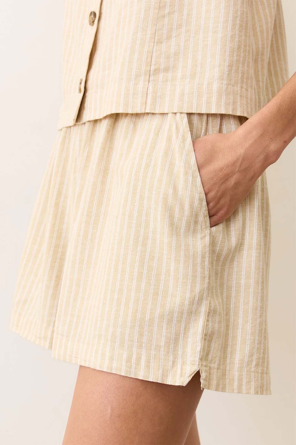 Marine Layer - Allison Hemp Short - Natural Stripe - Side