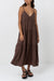 Rhythm - Classic Tiered Midi Dress - Chocolate - Front