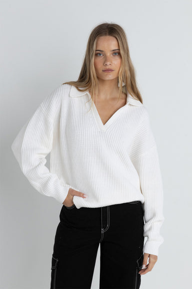 Rhythm - Muse V-Neck Jumper - White - Front