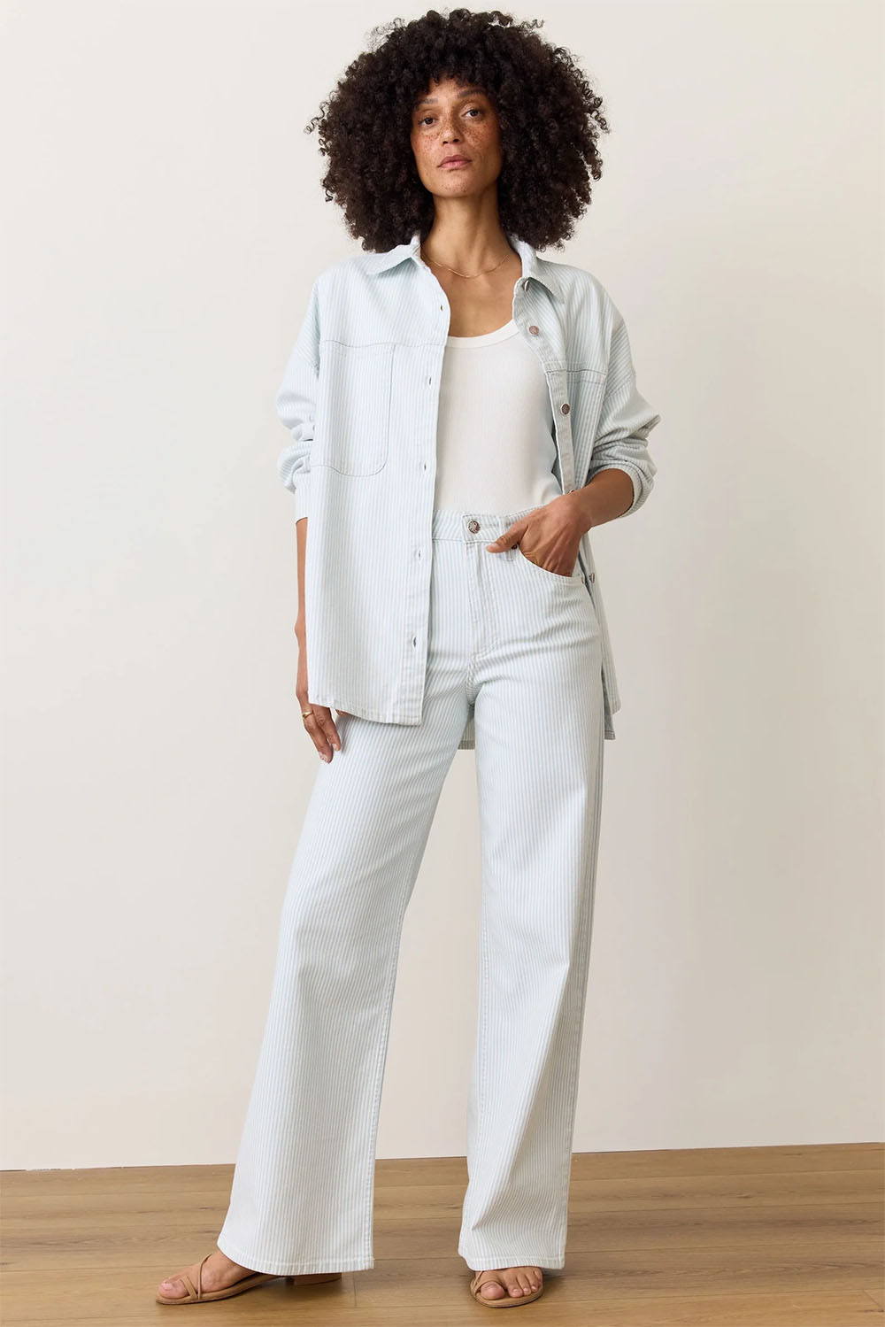Marine Layer - Charlie Wide Leg Pant - Railroad Stripe
