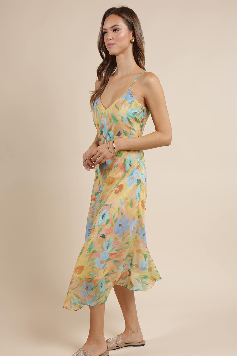 Sage the Label - Daisy Chain Slip Dress - Yellow Multi - Side
