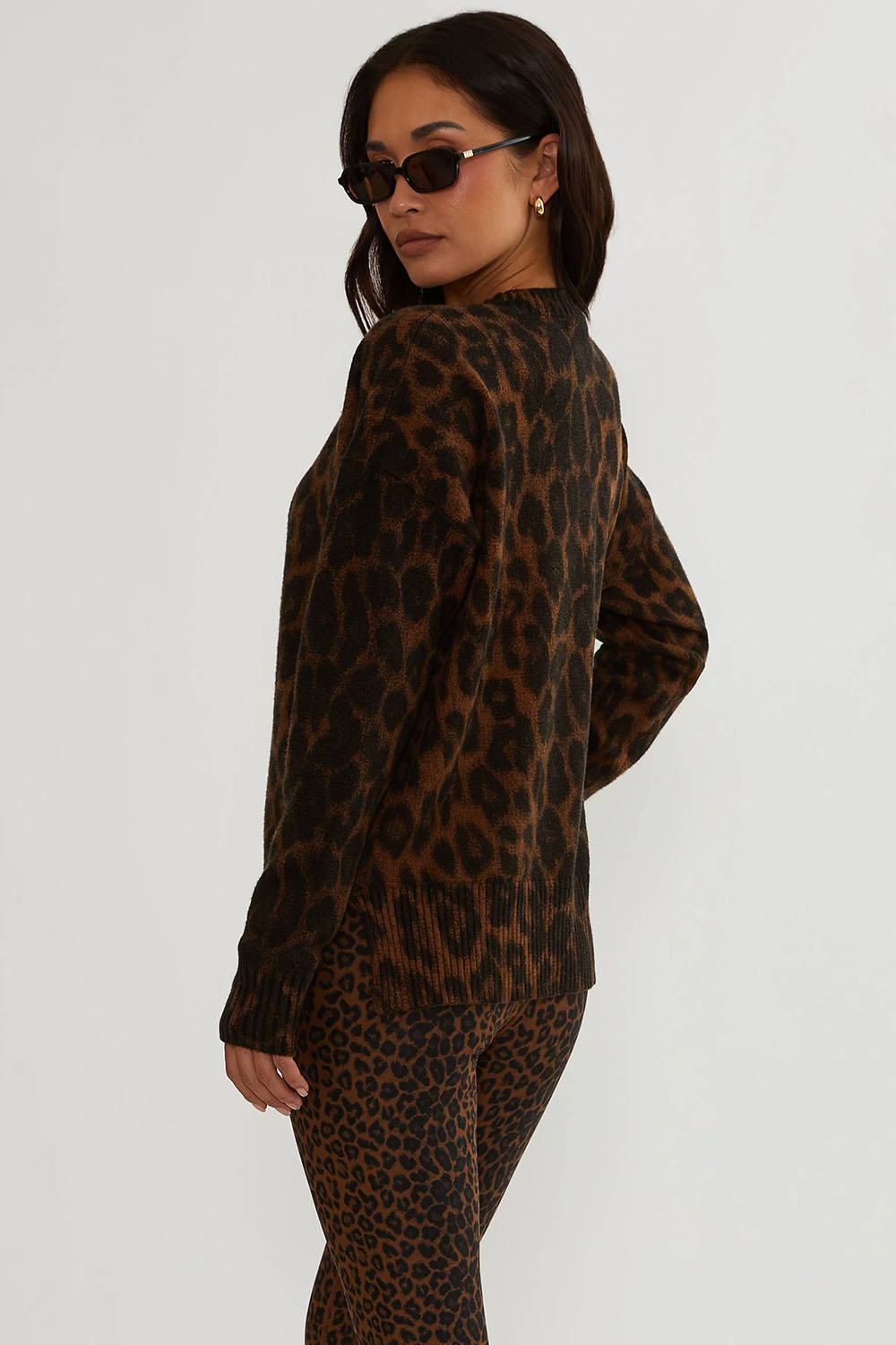 Beach Riot - Callie Sweater - Caramel Leopard - Side