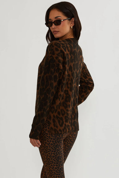 Beach Riot - Callie Sweater - Caramel Leopard - Side
