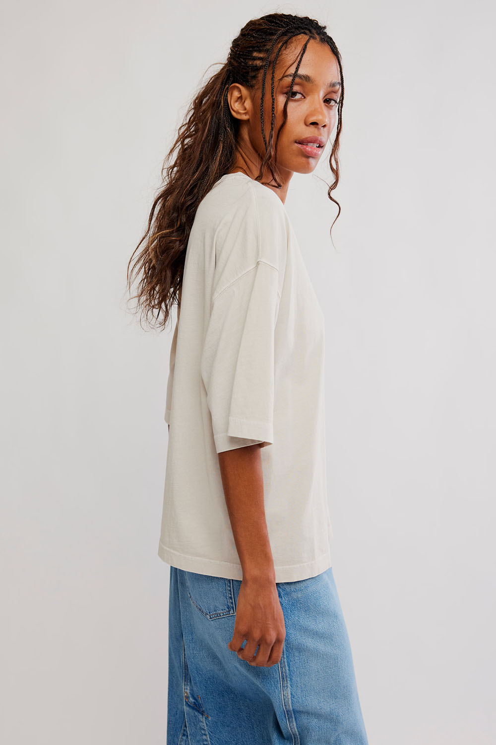 Free People - Perfect Oversized Tee - Morning Oat - Side