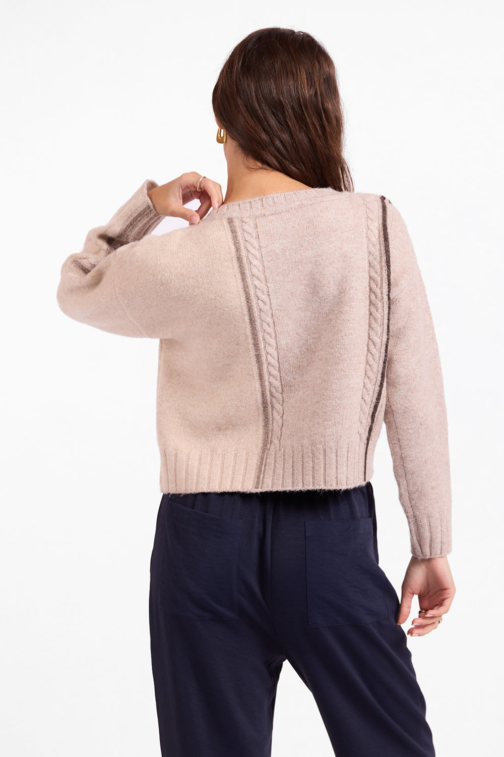 Sage the Label - Geneva Sweater - Taupe Cream Multi - Back
