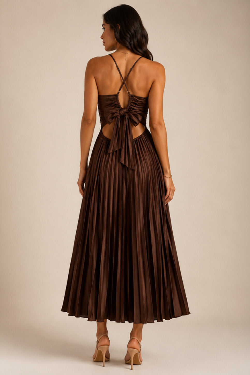 Reset By Jane Joanna Dress in Cinnamon Brown — Back view