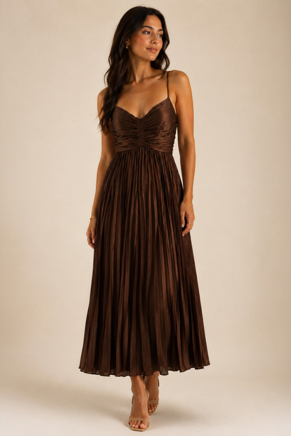 Reset By Jane Joanna Dress in Cinnamon Brown — Front view