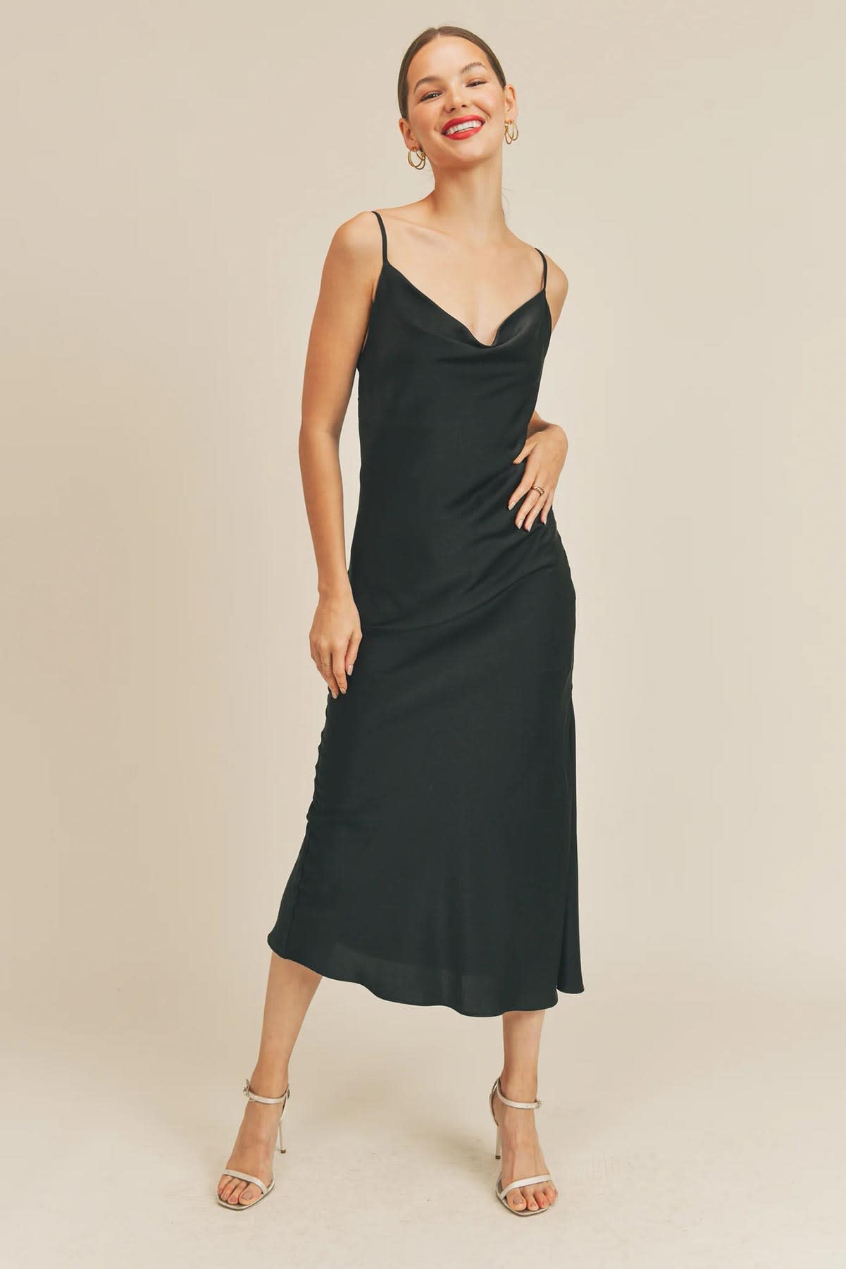 Reset by Jane - Silk Slip Dress - Black - Front