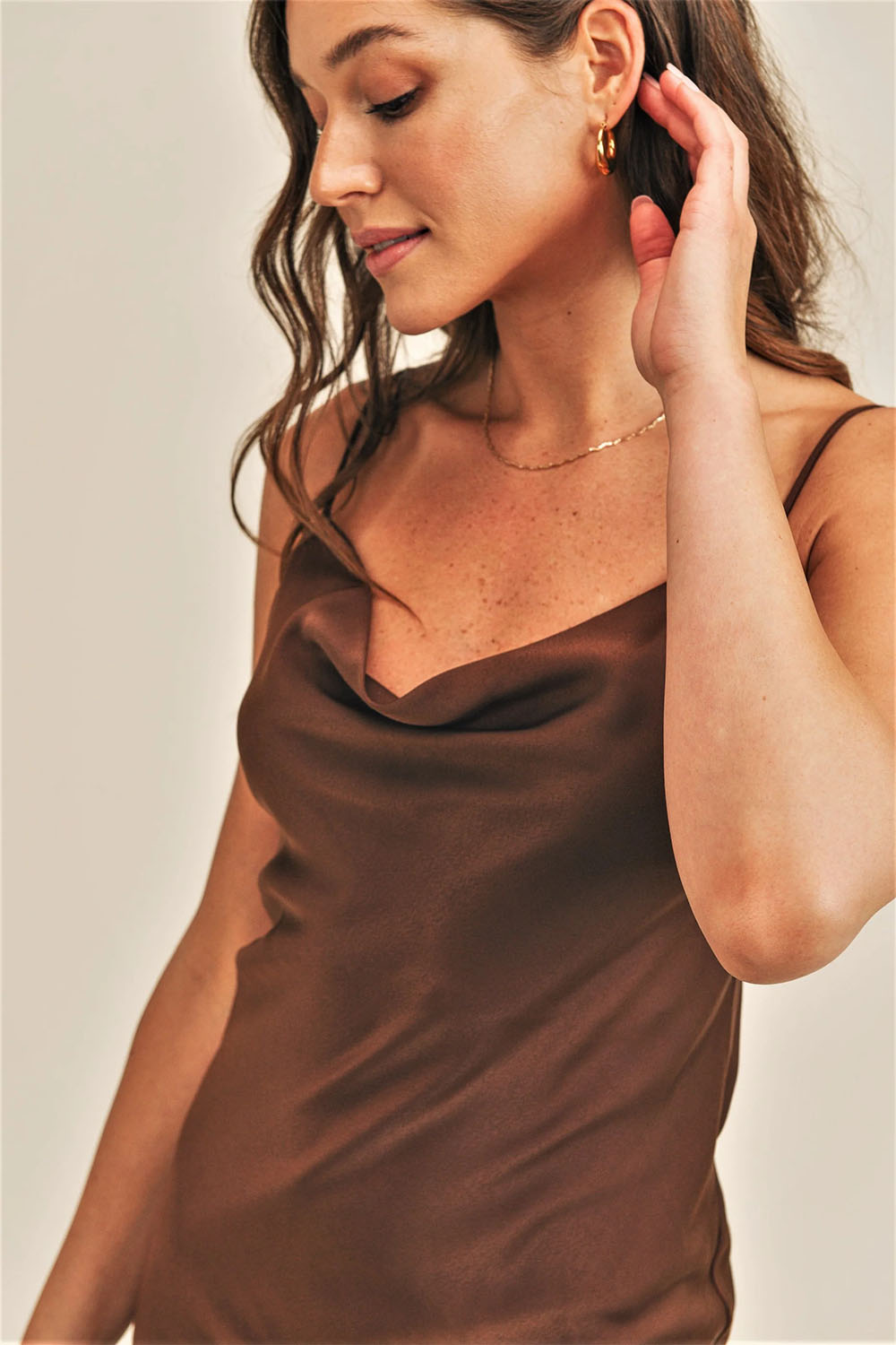 Reset by Jane - Silk Slip Dress - Brown - Detail