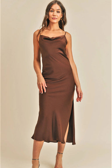 Reset by Jane - Silk Slip Dress - Brown - Front