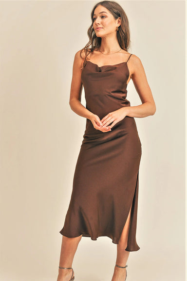 Reset by Jane - Silk Slip Dress - Brown - Profile