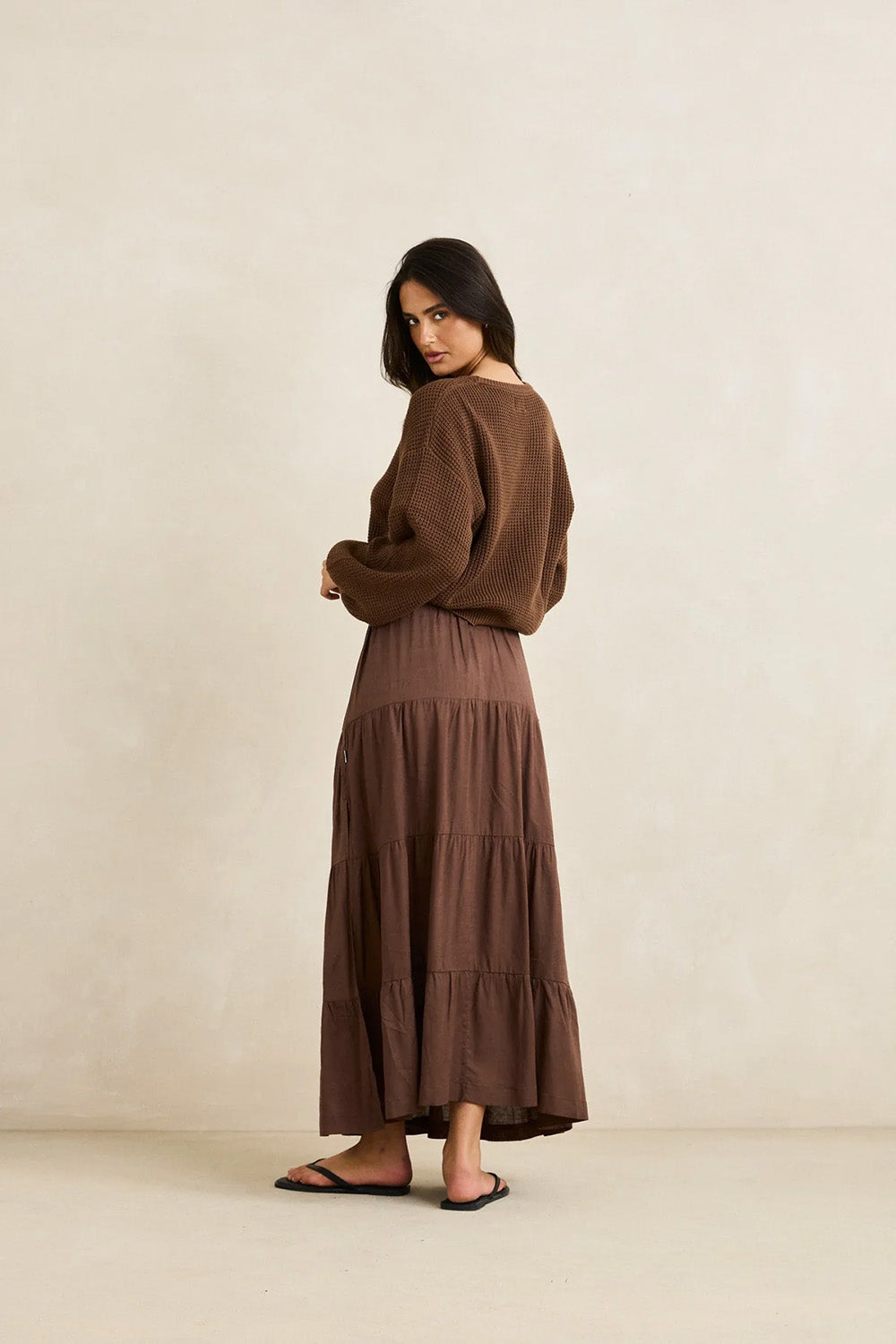 rhythm classic knit jumper chocolate back