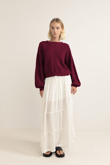 Rhythm Classic Knit Jumper in Sangria — Front view