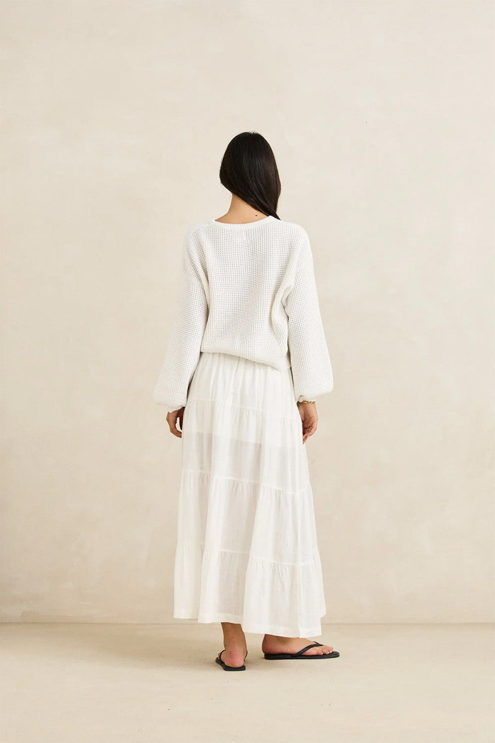 rhythm classic knit jumper in white back view