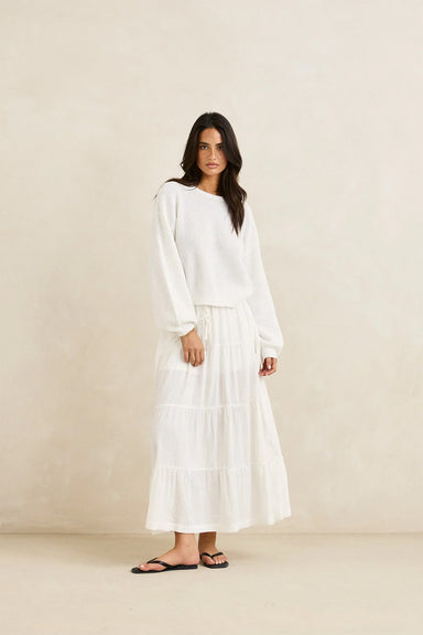 rhythm classic knit jumper in white front view