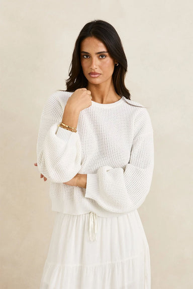 rhythm classic knit jumper in white