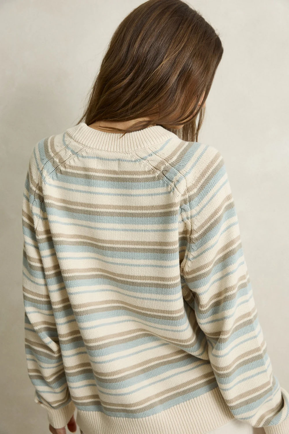 Rhythm Distant Shores Striped Sweater in Baby Blue — Back view