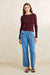 Rhythm Essential Long Sleeve Knit Top in Wine — Full-body view
