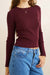 Rhythm Essential Long Sleeve Knit Top in Wine — Model view