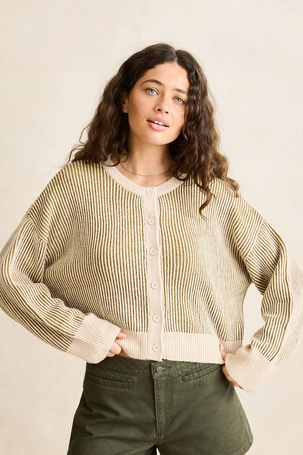 Rhythm High Tide Cardigan in Sweet Pea — Front view