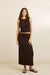 Rhythm Indie High Neck Tank in Chocolate — Full-body view