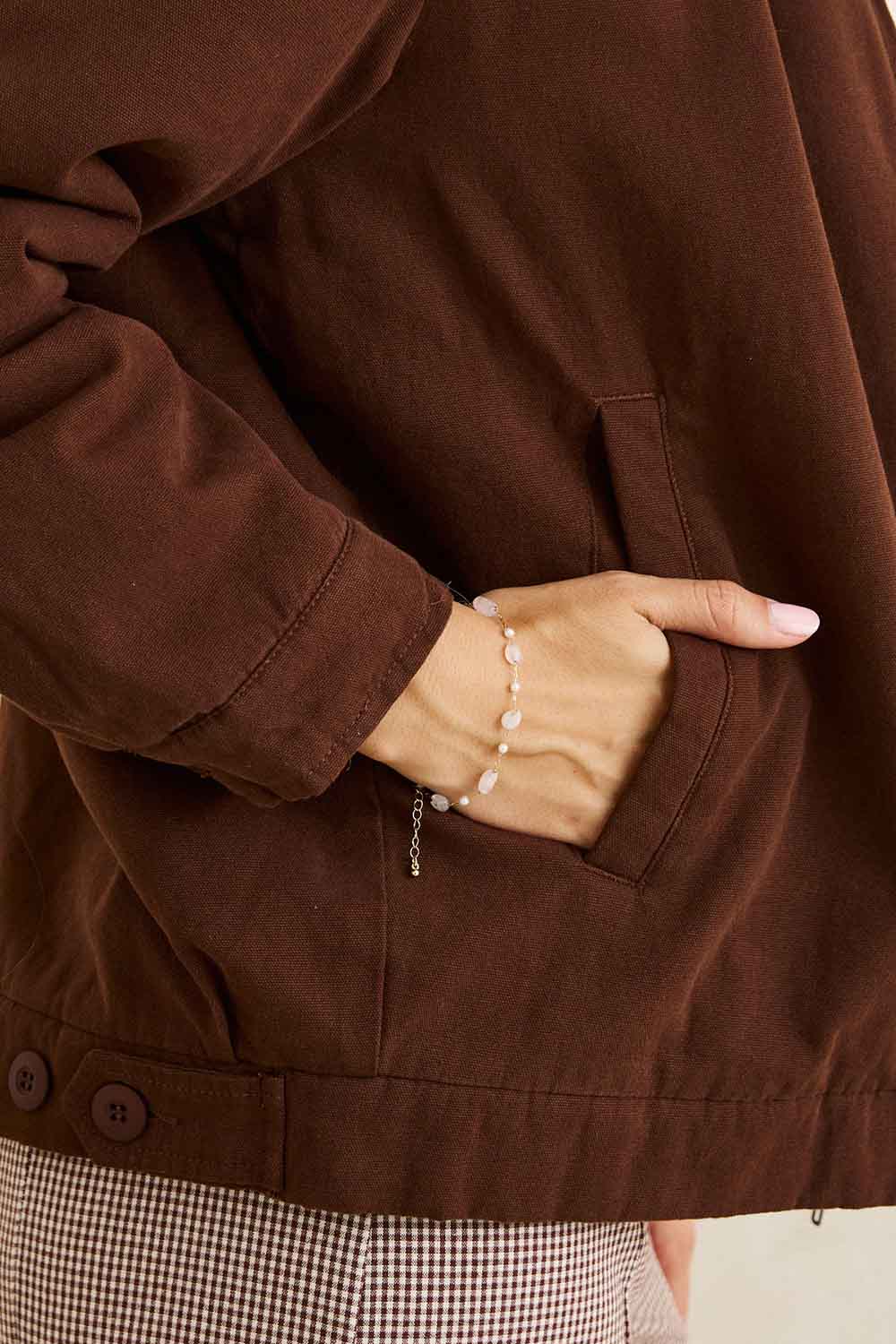 Rhythm Jamie Jacket in Chocolate — Pocket detail view