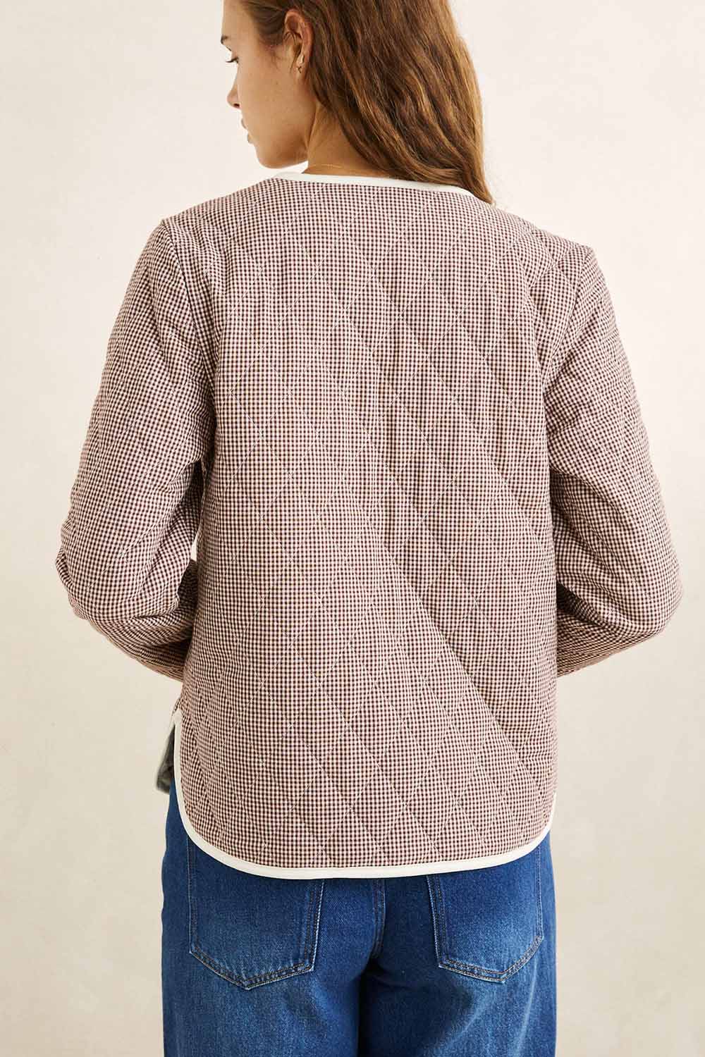 Rhythm London Check Reversible Jacket in Chocolate — Back view, check side