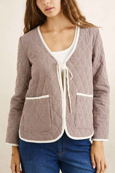 Rhythm London Check Reversible Jacket in Chocolate — Front view, check side