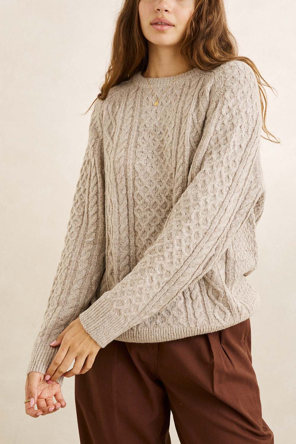 Rhythm Mohair Oceanside Knit in Sand — Quarter view