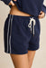Rhythm Pipe Polar Fleece Short in Ocean — Piping detail view