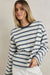 Rhythm Porto Stripe Long Sleeve in Grey — Front view