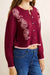 Rhythm Sandy Crop Cardigan in Plum — Quarter view