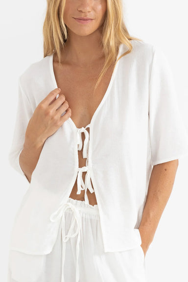 Rhythm - Airllie Short Sleeve Top - White - Front