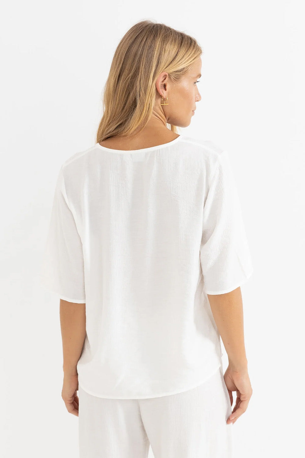 Rhythm - Airllie Short Sleeve Top - White - Back