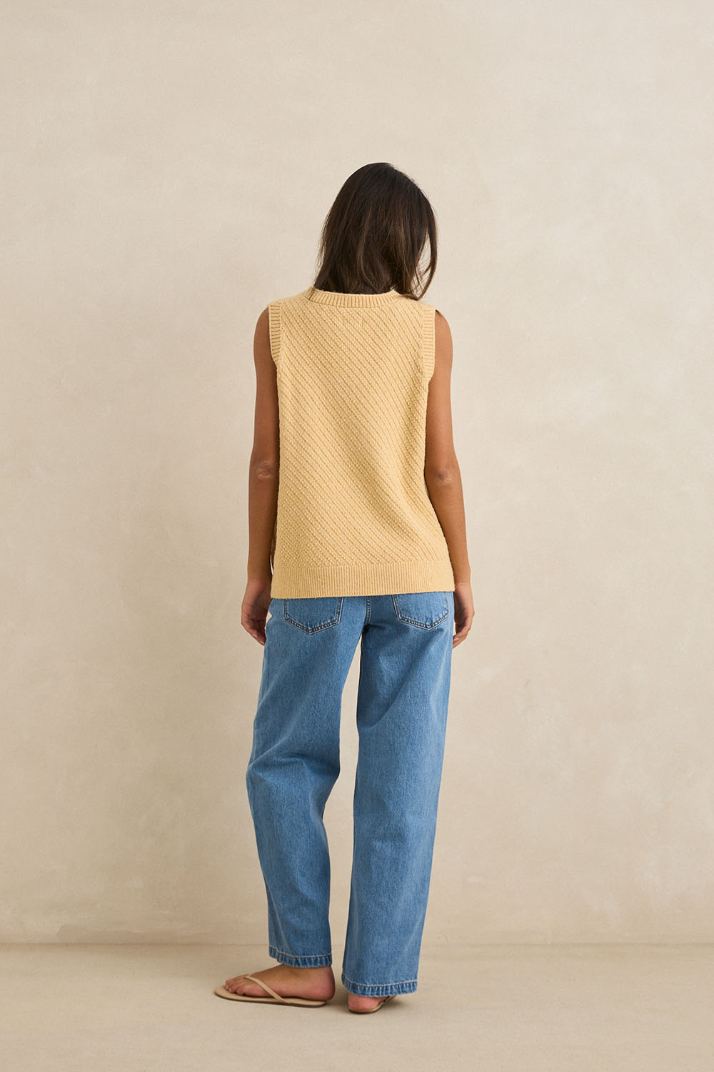 rhythm archer knit vest sand back