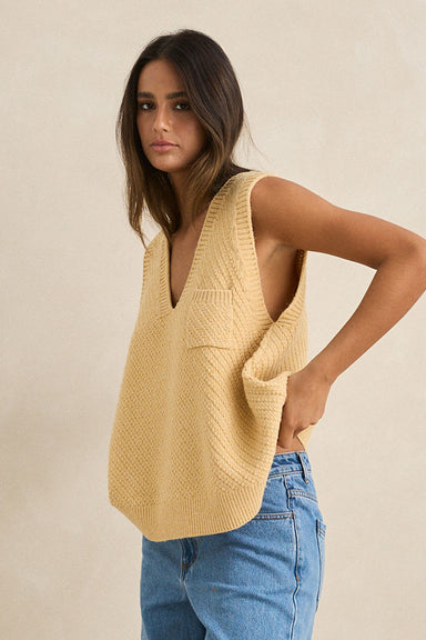 rhythm archer knit vest sand side